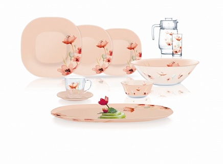 Столовый набор КАРИ ФЛОРЕН персиковый бежевый 69 предметов  -1