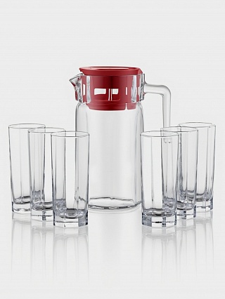 Набор питьевой стеклянный Kosem, 7 предметов: кувшин 1.5 л, стаканы 300 мл, 6 шт.-1