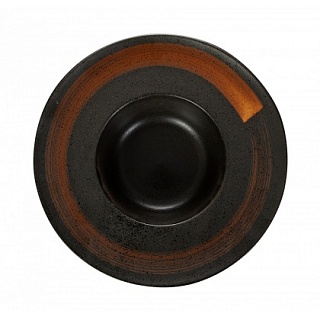 Тарелка для пасты «Corone Rustico» 230 мм черная с медным-1