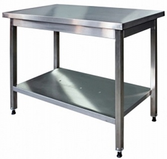 Стол СППр 1300*700*850 полка сплошная нерж., каркас разб. труба нерж.-1