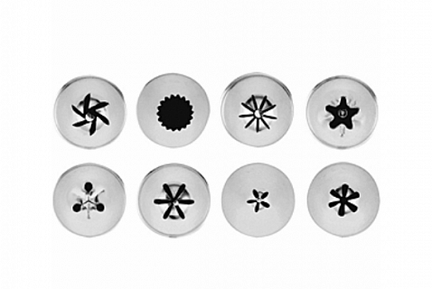 Набор кондитерских насадок[8шт]; сталь нерж.; D=17, H=30, L=115, B=60мм; металлич.-1