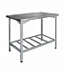 Стол СПН 1000*600*850 борт, полка-решетка нерж., каркас угол.нерж., ножки перфорир.
