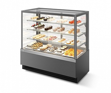 Витрина кондитерская Chilz Vete Kub Lux 130 серый матовый/шлифованная нержавейка-1
