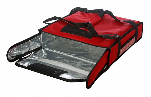 Термосумка на 2 пиццы 350х350х100 мм фольгированная средняя красная с вентиляцией-1