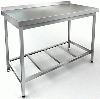 Стол пристенный с бортом и полкой решеткой HICOLD НСО-12/7Б ЭН-2