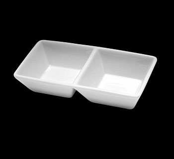 БЛЮДЦЕ глубокое прямоугольное для соуса двойное 6'' 150мм[FP-20071]-1