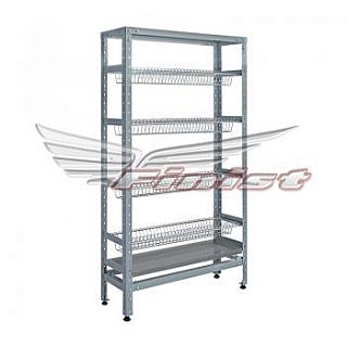 Стеллаж для сушки тарелок СтПЛпт 900*300*2000, 4 сушки для тарелок, Общий поддон для сбора воды, верхняя полка-1