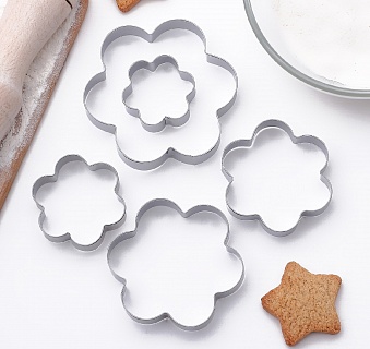 Набор форм для печенья Доляна "Ромашка", 5 шт, 7,8×7,8 см, цвет хромированный-1