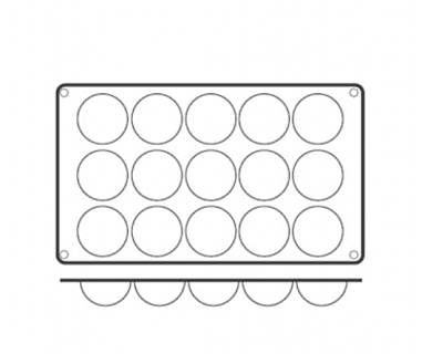 Форма кондитерская «Полусфера» [15ячеек]; силикон; D=50, H=25, L=295, B=175мм; кирпичн.-1
