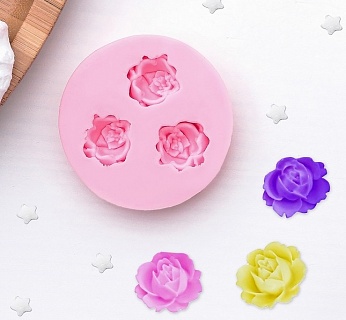 Молд силиконовый 5 см "Три малых розы"-1