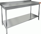 Стол производственный пристенный с бортом и полкой HICOLD НСО-14/6БП