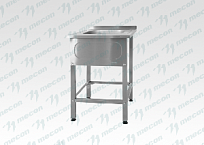 Ванна моечная ВМЦн - 600*600*860 "Norma Inox", 1 м/о 400*400*250, борт, отв. д/смесит., экран (ножка проф. тр. 40*40)
