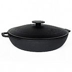 Сковорода d=30 см. h=6 см. 3,8 л. чугун с крышкой с 2 ручками /1/2/