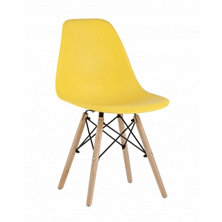 Стул Eames с жестким сиденьем (деревянный каркас) (упак. 4шт) желтый, ножки светлое дерево-1
