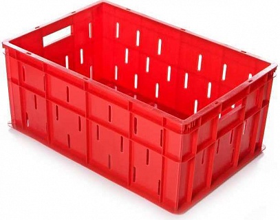 Ящик 600х400х260 мм перфорированные бока сплошное дно, ПЭНД [ЯК-255]-1