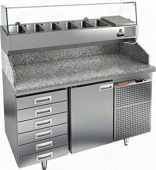 Стол охлаждаемый для пиццы HICOLD PZ4-1/GN 6R-1