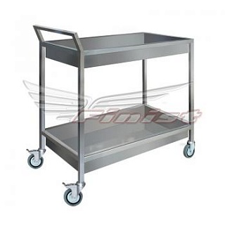 Тележка для сбора посуды ТСП 800*500*850/950 разборная, 2 поддона, каркас-труба нерж., колеса Ø 100мм, без защитных бамперов-1