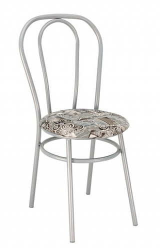 Стул «Венский» спинка веер, каркас серый, черный кож зам-1