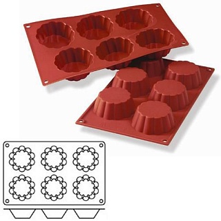 Форма силик. д/зам. и вып. "Бриошь" d79мм h30мм, 6 ячеек SF035/N-1