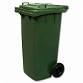 Бак для мусора 120 л зеленый, с крышкой на колёсах
