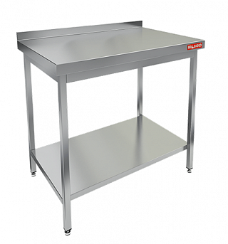 Стол производственный пристенный с бортом и полкой HICOLD НСО-10/7БП-1