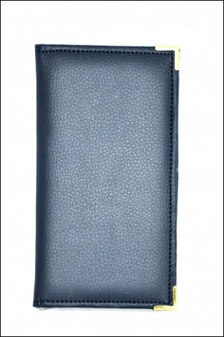 Папка для счетов 22*11см кожа-шелк синяя-1