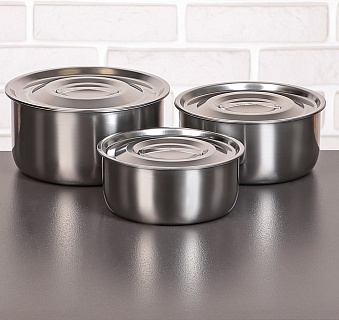 Набор мисок с крышками 3 шт: 0,75 л (d=16 см), 1 л (d=17 см), 1,45 л (d=19 см)-1