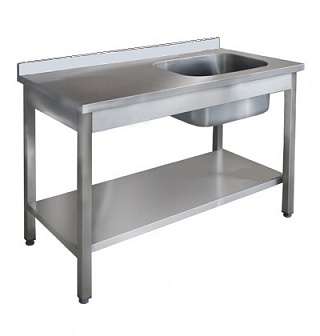 Ванна моечная ВМНсц-1 2000*500*850 борт, мойка цельнотян., со столом, отверст.д/смесит. в углу, каркас уголок нерж., 6 ног-1