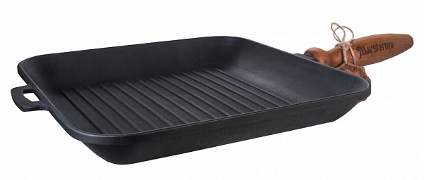 Сковорода чугунная литая 28*28*4см квадратная (гриль), арт. Т307-1