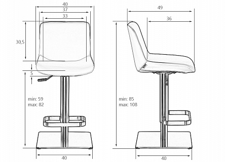 Стул барный DOBRIN ALDO белый PU P23, основание из нержавеющей стали-3