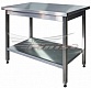 Стол СППр 1500*700*850 борт, полка сплошная нерж., каркас - разборный труба нерж. 