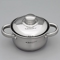 Кастрюля «Гретта», 1 л, d=14 см, металлическая крышка, индукционное дно, цвет хромированный