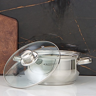 Кастрюля «Гретта», 3,2 л, d=20 см, капсульное дно, стеклянная крышка, индукция-1