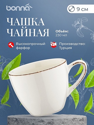 Чашка 230 мл. чайная d=93 мм. h=69 мм. Ирис Серый (блюдце 63070) Bonna /1/6/792/-1