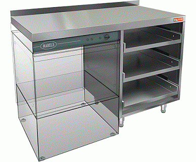 Стол для корзин с бокалами и крылом под посудомойку, с бортом HICOLD НБМКБКП-12/5БЛ-1