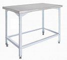 Стол СПЭ 1800*600*850 борт, полка сплошная нерж., 6 ног, каркас-сварной труба крашеная