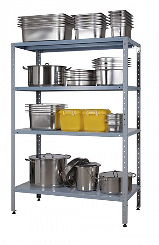 Стеллаж СтПБ 1000*400*2000 4 полки сплошные краш. 0,7 мм., стойки угол. краш.-1