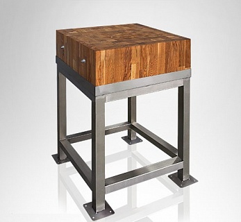 Колода для рубки мяса КрМ 600*600*850 столешница БУК, h=200мм, каркас труба нерж.40х40-1