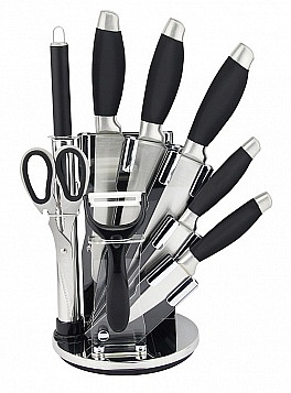 Набор ножей 9 пр (ножи 16см, 20см,20см,12,5см,9см,мусат, ножницы, овощечистка)-1