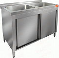 Стол нержавеющий закрытый купе с моечными ваннами HICOLD НСЗК2М-11/6Б