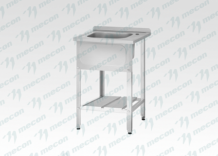 Ванна моечная ВМЦн - 600*600*860 "Norma Inox", 1 м/о 400*400*250, борт, отв. д/смесит., экран (ножка угловая)-1