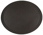 Поднос прорезиненный овальный 680х45 мм коричневый 