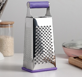 Тёрка четырёхгранная «Палитра», 10×7×21 см, прорезиненная ручка, цвет МИКС-1