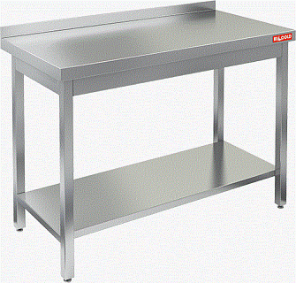 Стол производственный пристенный с бортом и полкой HICOLD НСО-12/6БП-1