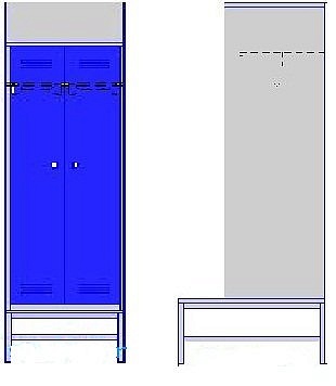 Шкаф металлический ШМ 22 (600) ВСК (2000*600*500 мм.) скамья в комплекте-2