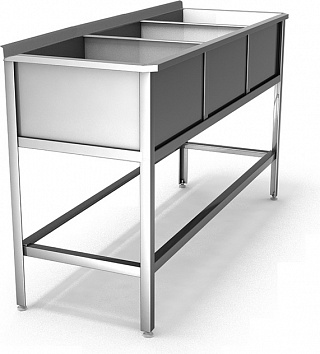 Ванна моечная ВМЭ-3 1800*600*850 св. мойка нерж. 1,0мм, каркас сварн. труба краш. 25*25-1